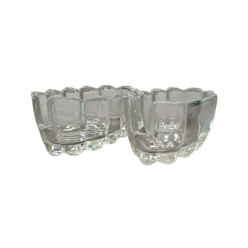 Lot of 2 Princess House Crystal Utensil Spoon & Fork Rest Holders #438 Vintage